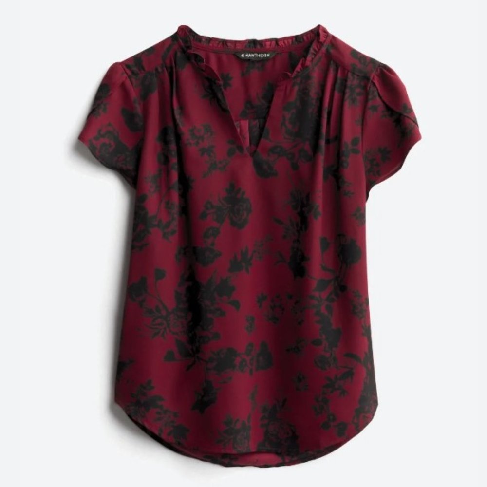 41 Hawthorn Tiffany Tulip Sleeve Blouse - Burgundy